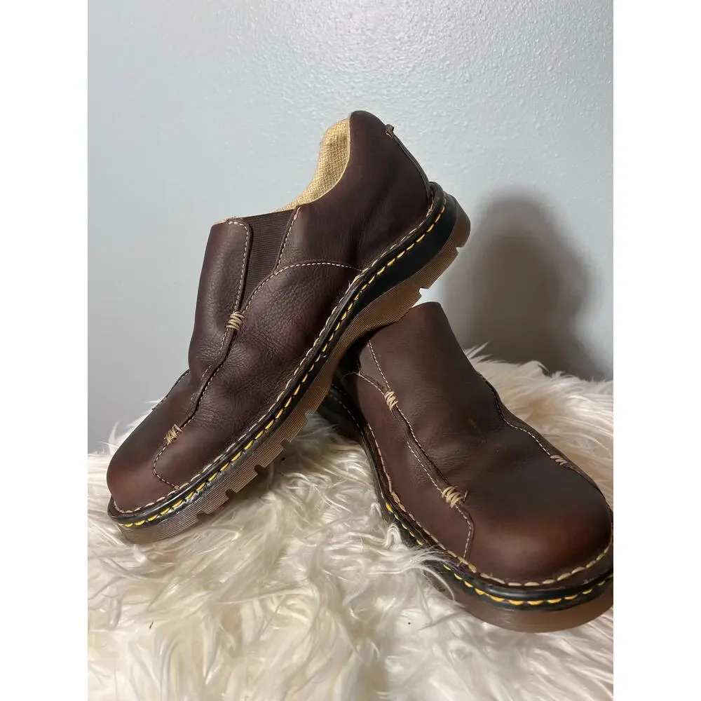 Doc Dr Martens Pebbled Leather Slip-on Loafers Men's Size 11 M Brown Style 11233